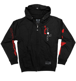 Car Bomb ‘Meta’ full zip hockey hoodie in black front view
