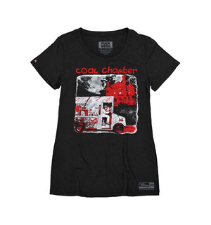 COAL CHAMBER 'ICE CREAM TRUCK' women's short sleeve hockey t-shirt in black front view
