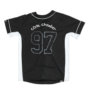 COAL CHAMBER 'LOCO' short sleeve baseball jersey in black and white back view