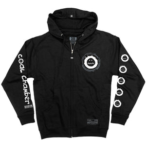 COAL CHAMBER 'LOCO' full zip hockey hoodie in black front view