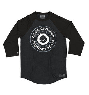 COAL CHAMBER 'LOCO' hockey raglan in graphite heather with black sleeves front view