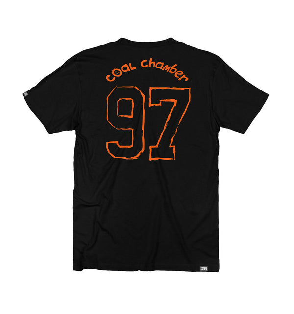 COAL CHAMBER 'LOCO' short sleeve hockey t-shirt in black with orange print back view