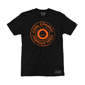 COAL CHAMBER 'LOCO' short sleeve hockey t-shirt in black with orange print front view