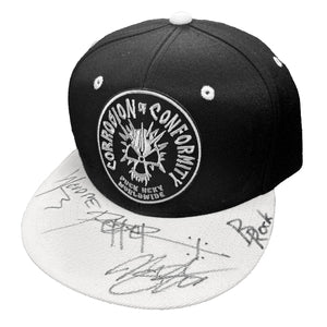 Corrosion of Conformity 'Skull' limited edition autographed snapback hockey cap in black with white brim
