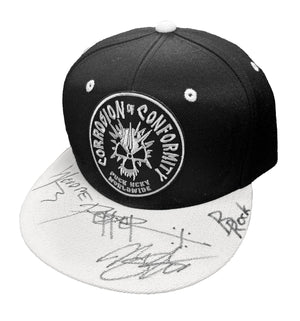 Corrosion of Conformity 'Skull' limited edition autographed snapback hockey cap in black with white brim