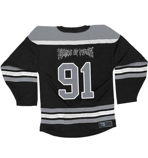 CRADLE OF FILTH 'DRAGON' deluxe hockey jersey in black, grey, and white back view