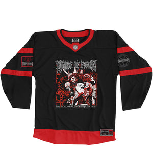 CRADLE OF FILTH 'VALKYRIES' hockey jersey in black and red front view