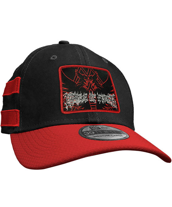 CRADLE OF FILTH 'VALKYRIES' stretch fit hockey cap in black with red brim and red stripes