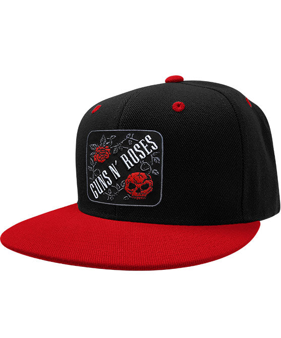GUNS N' ROSES 'THE JUNGLE' snapback hockey cap in black with red brim front view