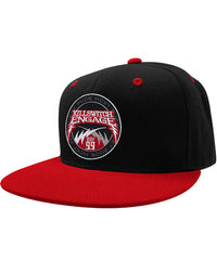 KILLSWITCH ENGAGE ‘SIGNAL FIRE’ snapback hockey cap in black with red brim front view