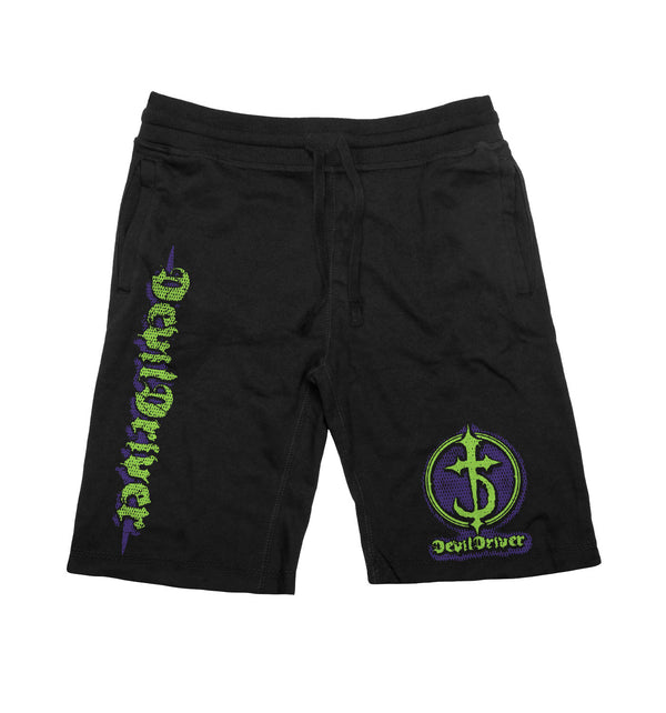 DEVILDRIVER 'CIRCLE' fleece hockey shorts in black