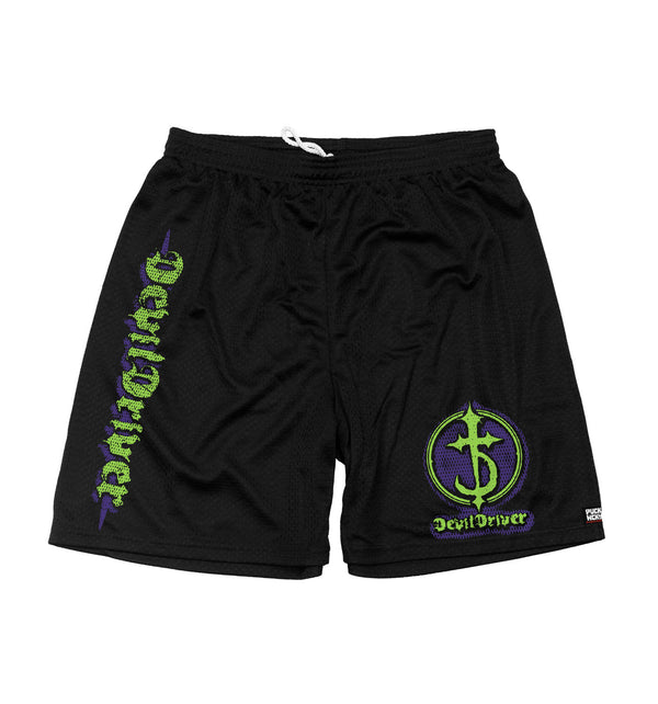 DEVILDRIVER 'CIRCLE' mesh hockey shorts in black