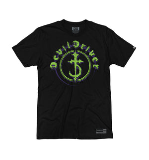 DEVILDRIVER 'CIRCLE' short sleeve hockey t-shirt in black front view