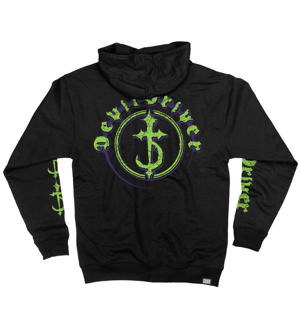 DEVILDRIVER 'CIRCLE' full zip hockey hoodie in black back view