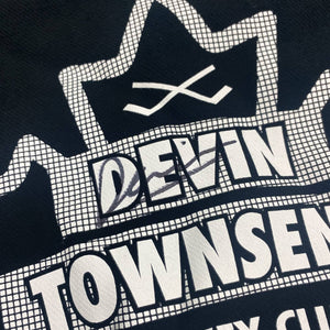 DEVIN TOWNSEND 'LEAF HOCKEY CLUB' limited edition, signed hockey flannel in solid black close up of back view