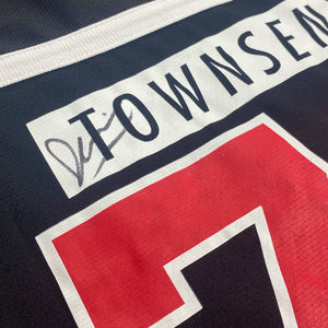 DEVIN TOWNSEND 'LET IT ROLL' limited edition, signed hockey jersey in black, white, and red back view close up-1
