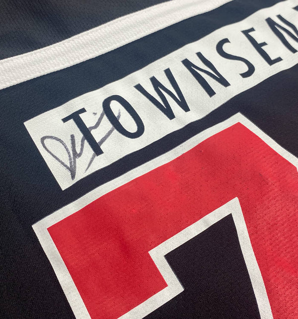 DEVIN TOWNSEND 'LET IT ROLL' limited edition, signed hockey jersey in black, white, and red back view close up-1