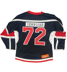 DEVIN TOWNSEND 'LET IT ROLL' limited edition, signed hockey jersey in black, white, and red back view