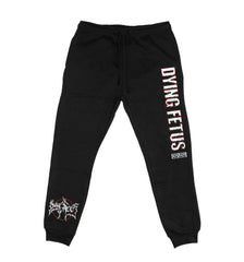 DYING FETUS 'DOUBLE LOGO' hockey jogging pants in black front view