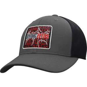 DYING FETUS 'DOUBLE LOGO' mesh back hockey cap in iron grey and black