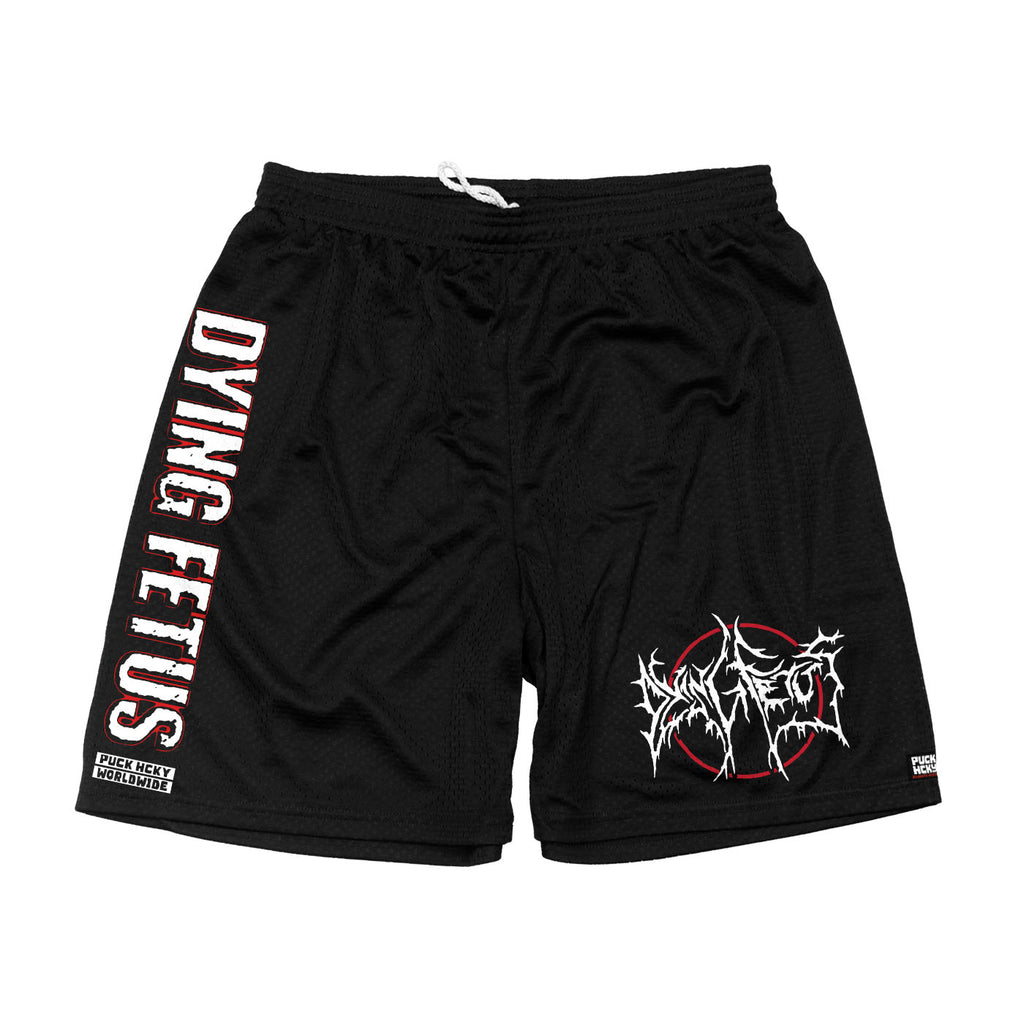 DYING FETUS 'DOUBLE LOGO' MESH HOCKEY SHORTS – PUCK HCKY