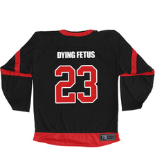 DYING FETUS 'MAKE THEM BEG' hockey jersey in black and red back view