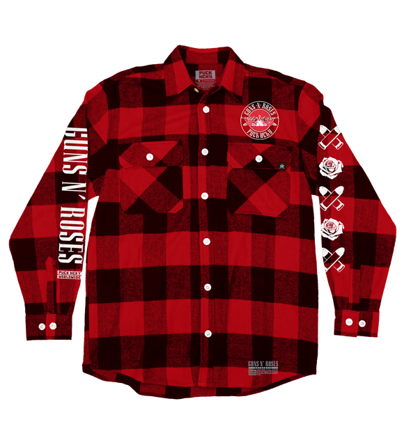 GUNS N' ROSES ‘WORLDWIDE’ hockey flannel in red front view