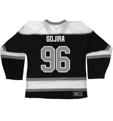 GOJIRA 'FROM THE TREES' hockey jersey in black, white, and grey back view