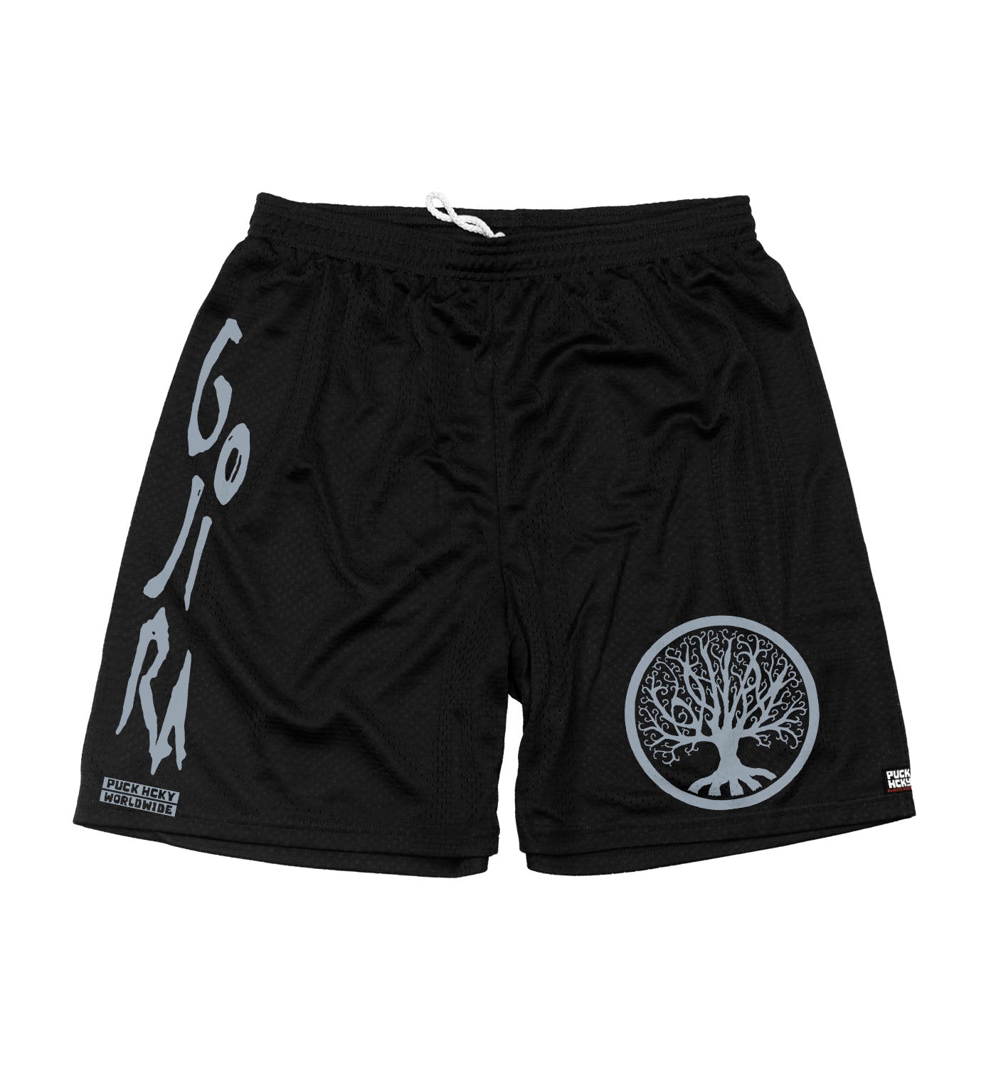 GOJIRA 'FROM THE TREES' mesh hockey shorts in black front view
