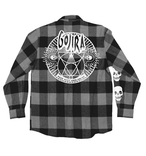 GOJIRA 'THE SHOOTING STAR' hockey flannel in grey plaid front view