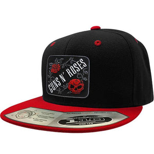 GUNS N' ROSES 'THE JUNGLE' snapback hockey cap in black with red brim front view