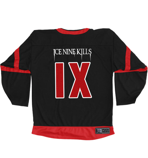 ICE NINE KILLS 'IX' hockey jersey in black and red back view