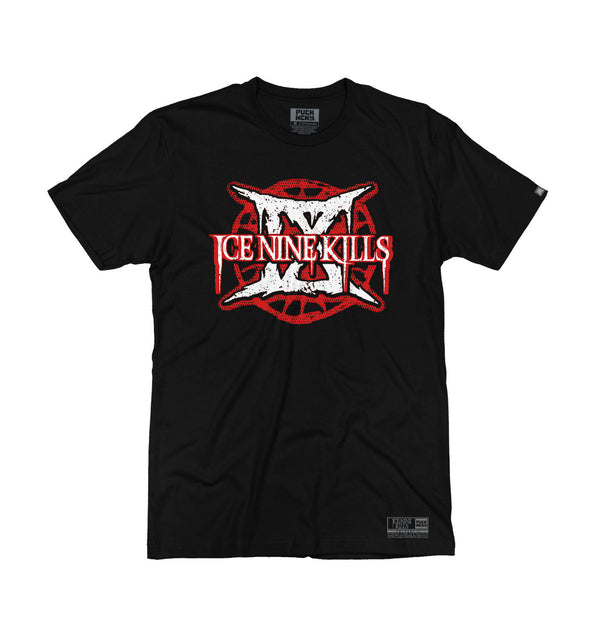 ICE NINE KILLS 'IX' short sleeve hockey t-shirt in black front view