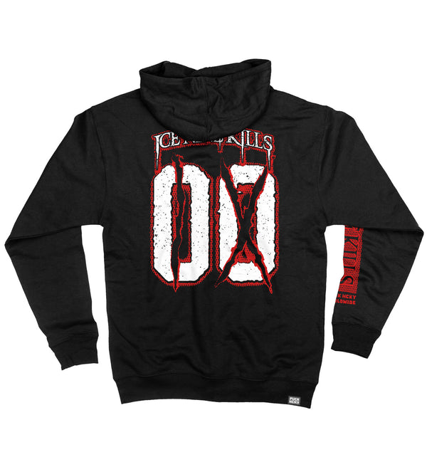 ICE NINE KILLS 'IX' full zip hockey hoodie in black back view