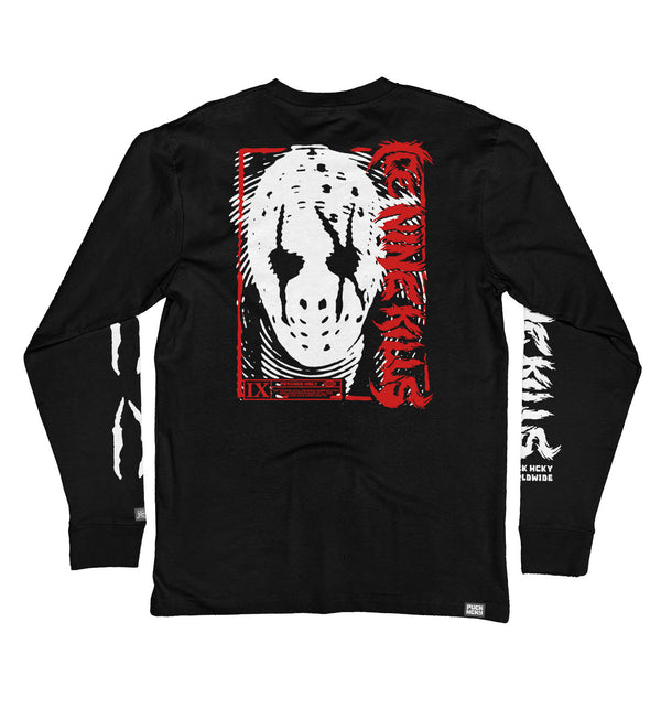 ICE NINE KILLS 'SILENCE' long sleeve hockey t-shirt in black back view