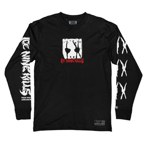 ICE NINE KILLS 'SILENCE' long sleeve hockey t-shirt in black front view