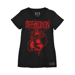MASTODON 'BONETHROWER' women's short sleeve hockey t-shirt in black front view