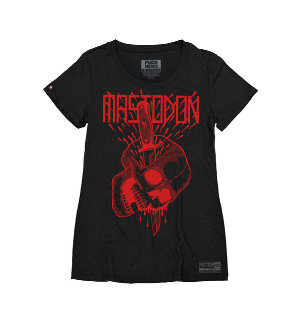 MASTODON 'BONETHROWER' women's short sleeve hockey t-shirt in black front view