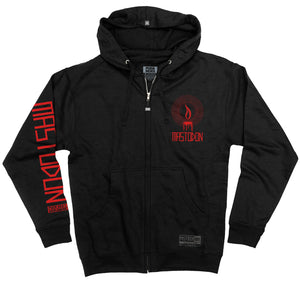 MASTODON 'BONETHROWER' full zip hockey hoodie in black front view