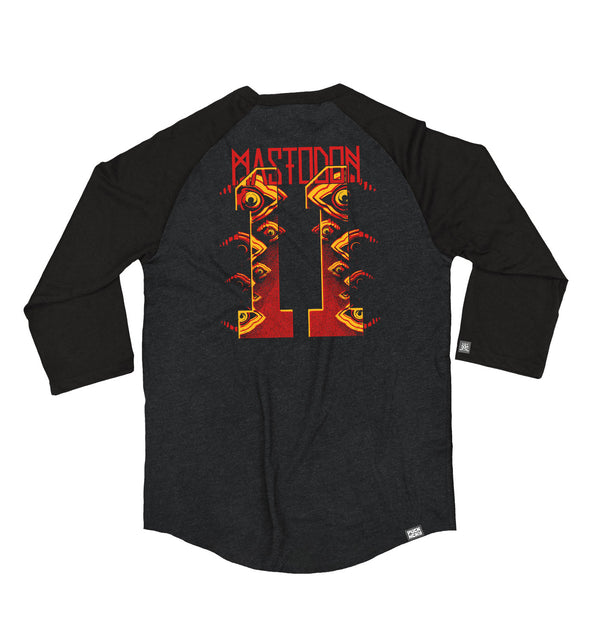 Mastodon 'The Hunter' raglan in graphite heather with black sleeves back view