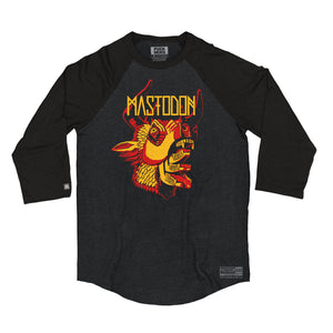 Mastodon 'The Hunter' raglan in graphite heather with black sleeves front view