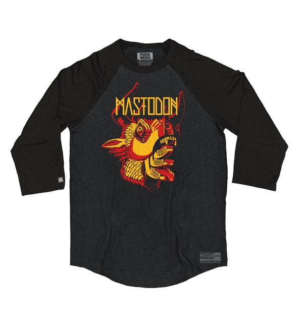 Mastodon 'The Hunter' raglan in graphite heather with black sleeves front view