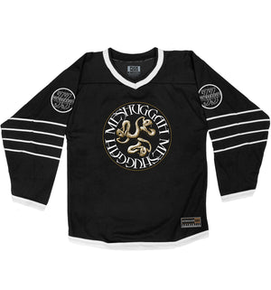 Meshuggah 'Catch 33' hockey jersey in black and white front view
