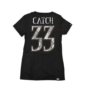 Meshuggah 'Catch 33' women's short sleeve hockey t-shirt in black back view