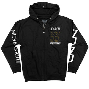 Meshuggah ‘Catch 33’ full zip hockey hoodie in black front view