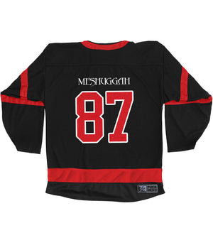 MESHUGGAH 'CHAOSPHERE 2.0' hockey jersey in black, white, and red back view