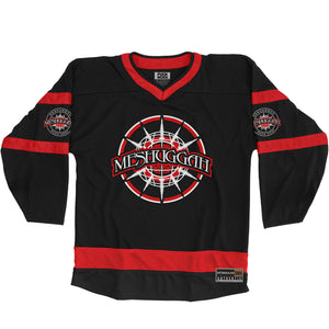 MESHUGGAH 'CHAOSPHERE 2.0' hockey jersey in black, white, and red front view