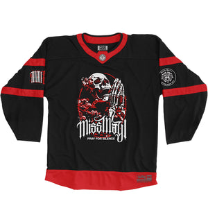 Miss May I 'Silence' hockey jersey in black and red front view