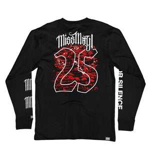 Miss May I 'Silence' long sleeve hockey t-shirt in black back view