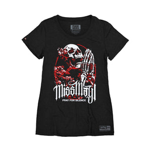 Miss May I 'Silence' women's short sleeve hockey t-shirt in black front view